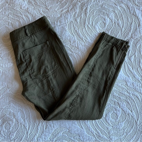 Veronica Beard - Caladium Cropped Zip-Trim Cargo Pants - Army Green - Picture 13 of 14